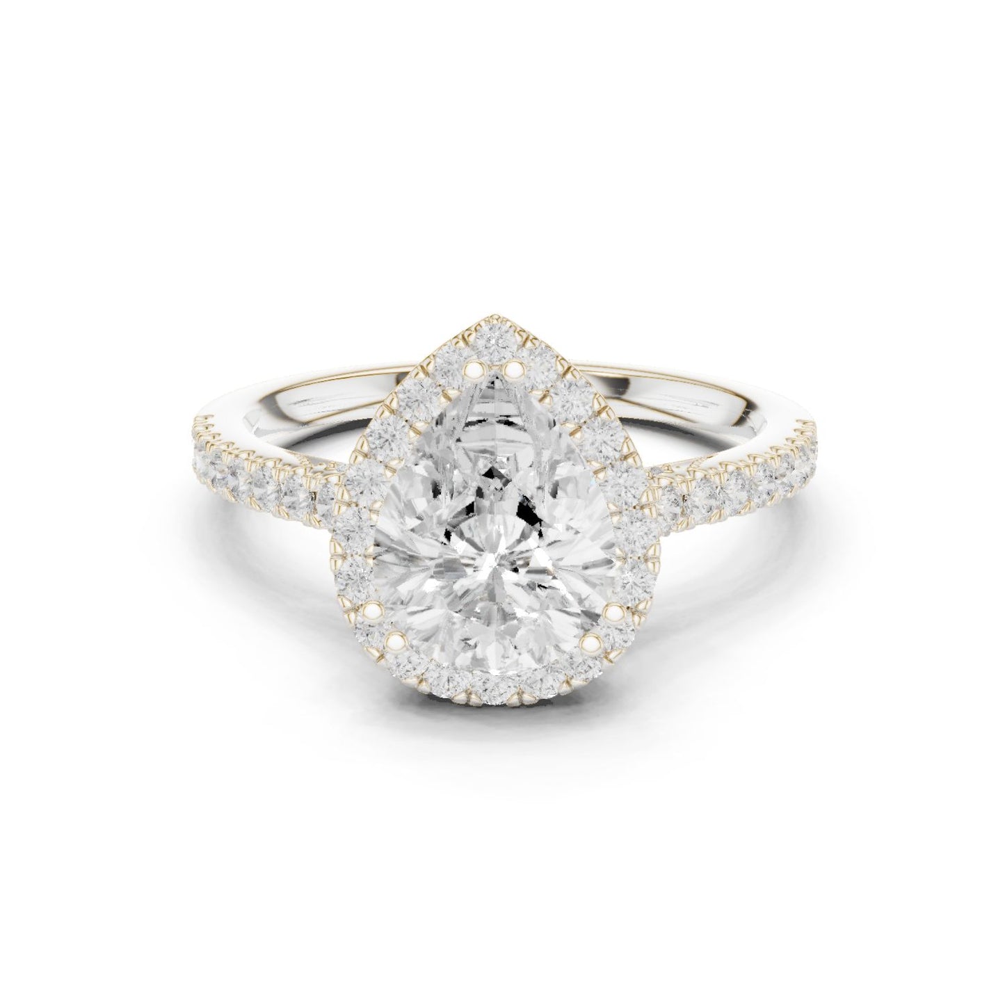 Round Lab Grown Diamond Halo Engagement Ring