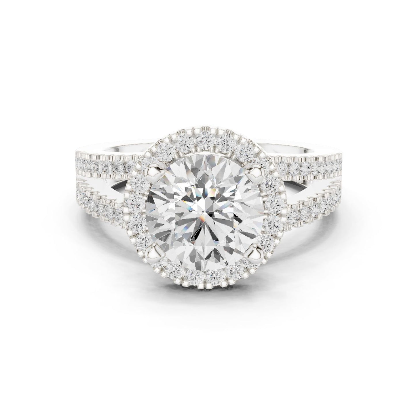 Round Lab Grown Diamond Halo Engagement Ring