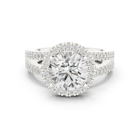 Round Lab Grown Diamond Halo Engagement Ring