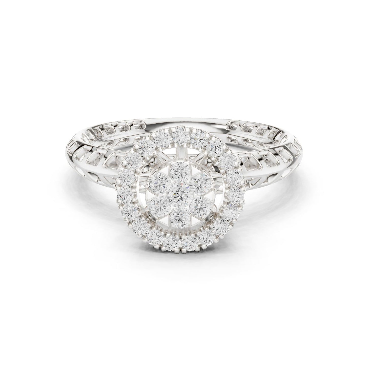 Round Lab Grown Diamond Halo Engagement Ring