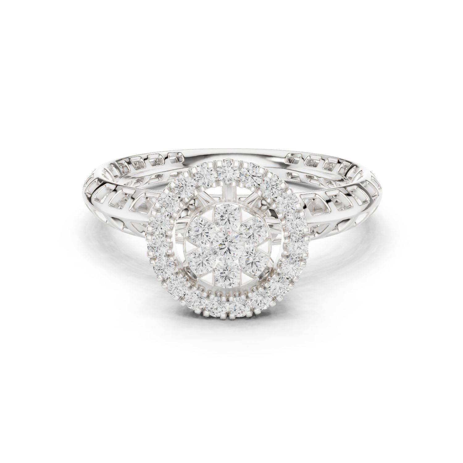 Round Lab Grown Diamond Halo Engagement Ring