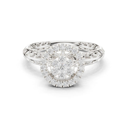 Round Lab Grown Diamond Halo Engagement Ring