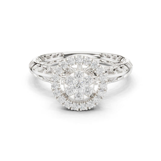 Round Lab Grown Diamond Halo Engagement Ring