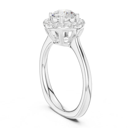 Round Lab Grown Diamond Halo Engagement Ring