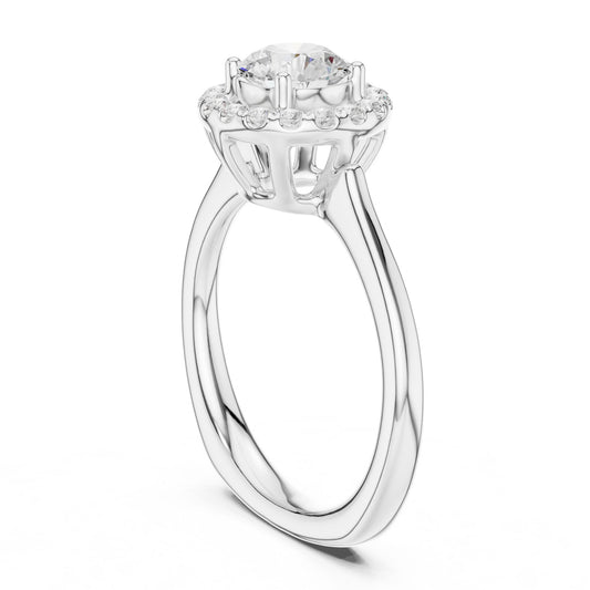 Round Lab Grown Diamond Halo Engagement Ring