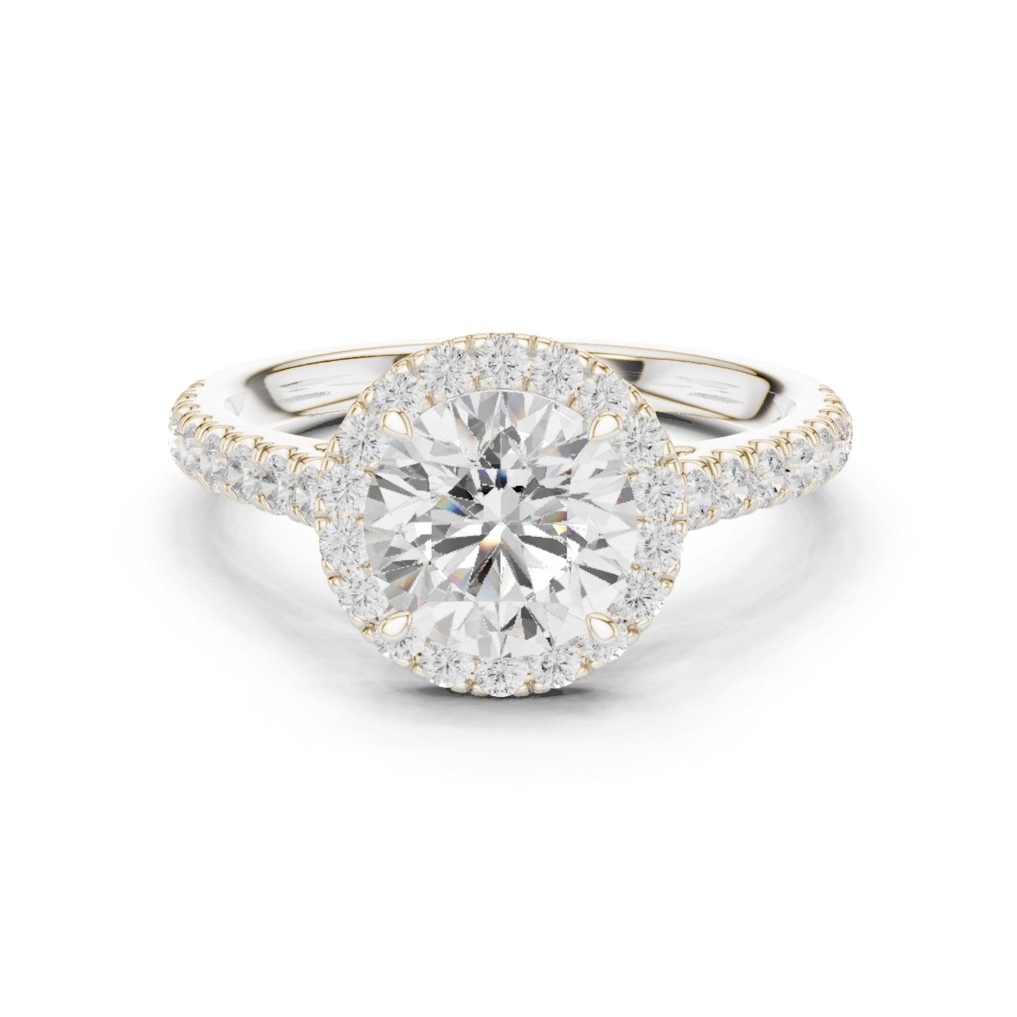 Round Lab Grown Diamond Halo Engagement Ring