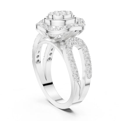 Round Lab Grown Diamond Halo Engagement Ring