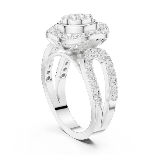 Round Lab Grown Diamond Halo Engagement Ring