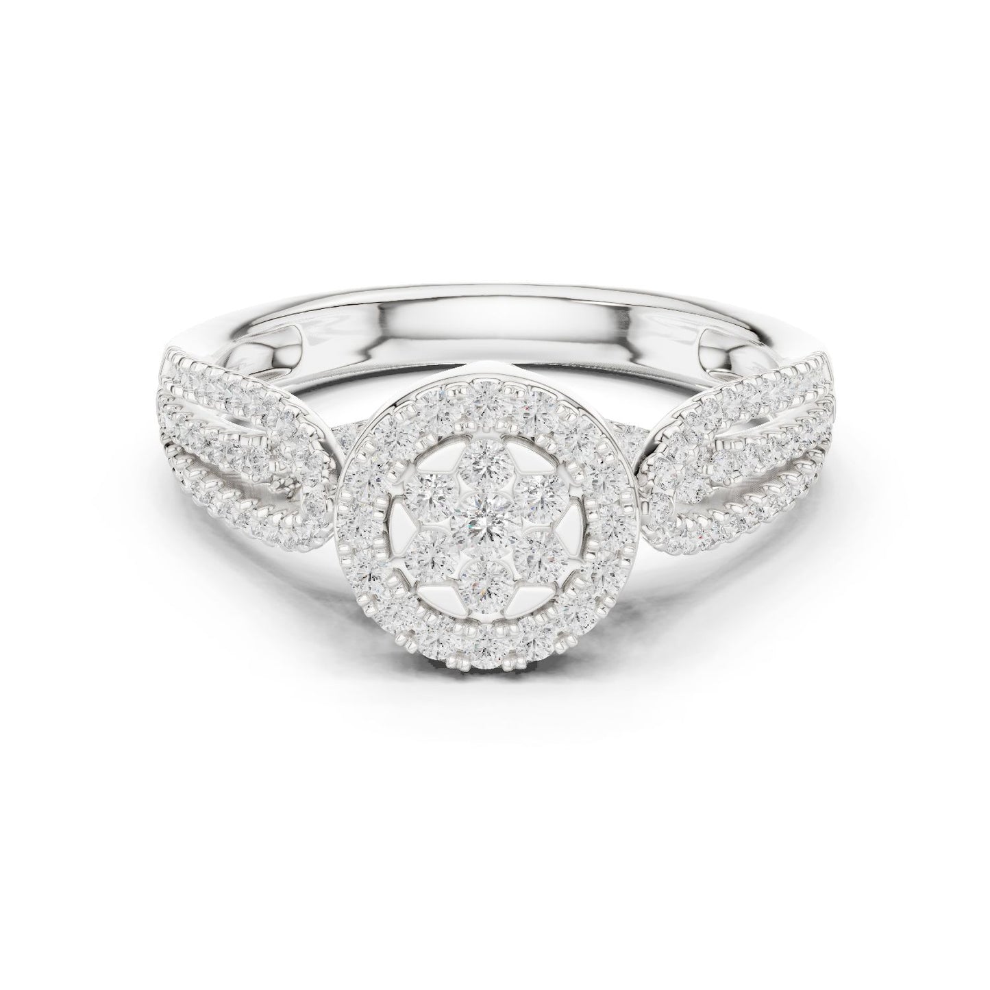 Round Lab Grown Diamond Halo Engagement Ring