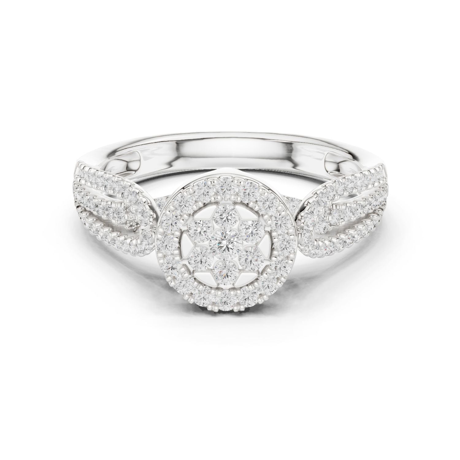Round Lab Grown Diamond Halo Engagement Ring