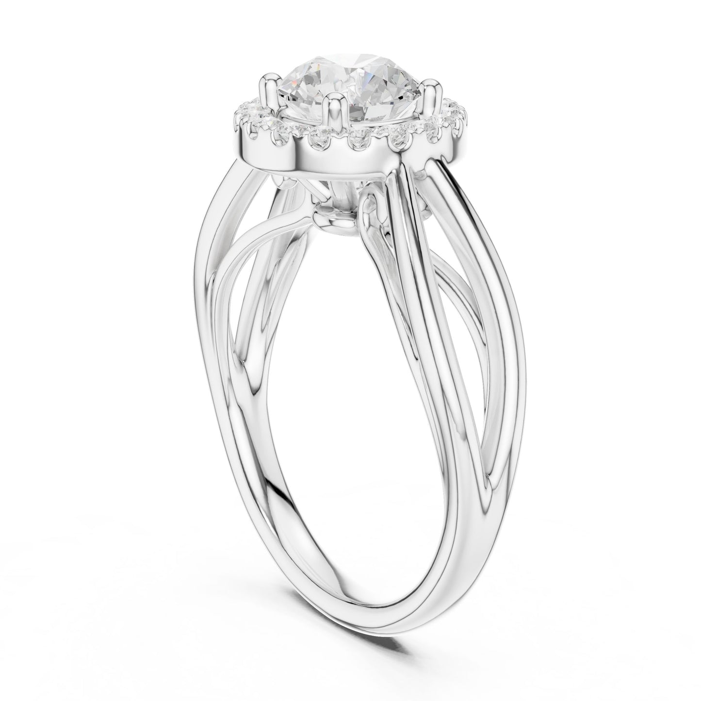 Round Lab Grown Diamond Halo Engagement Ring