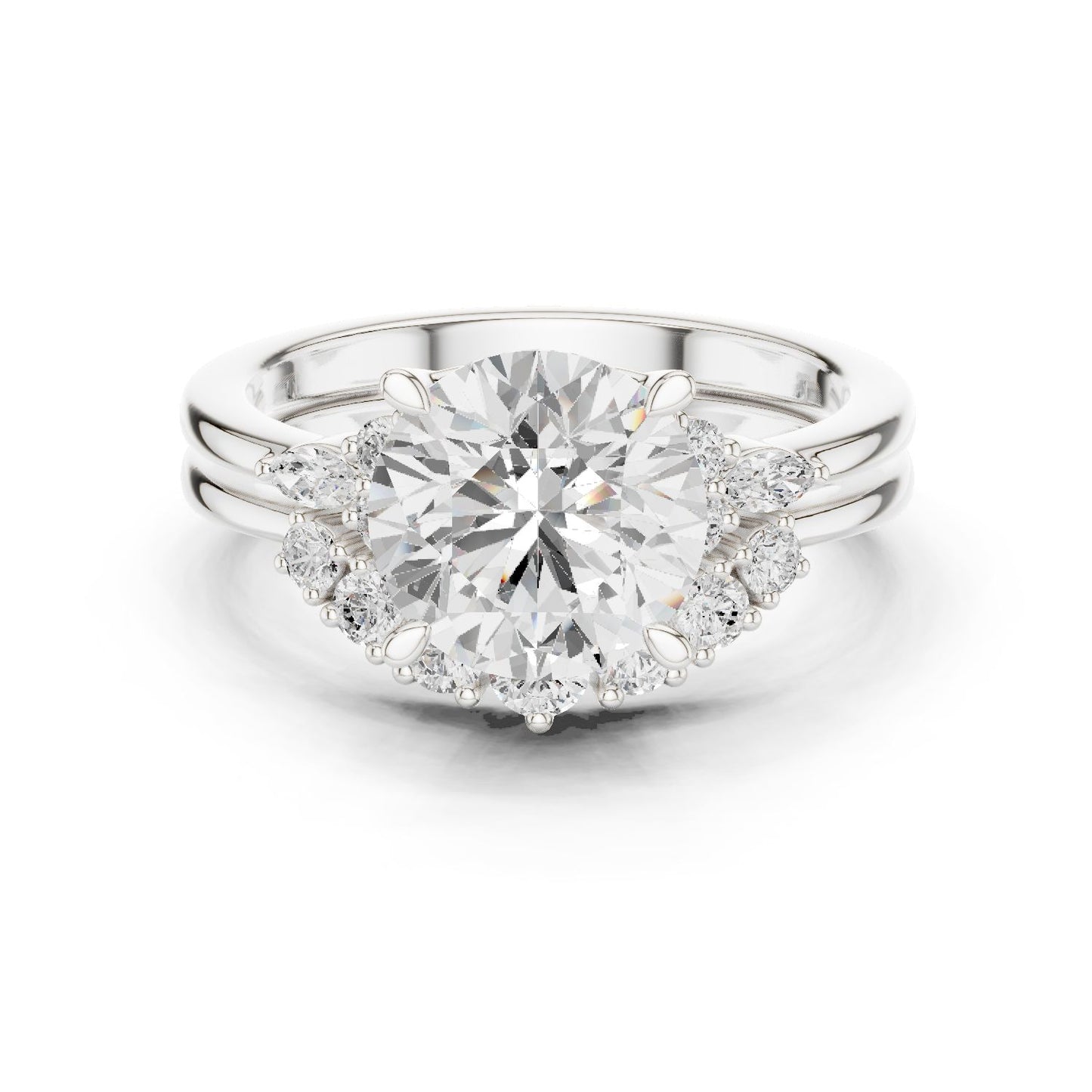 Round Lab Grown Diamond Halo Engagement Ring