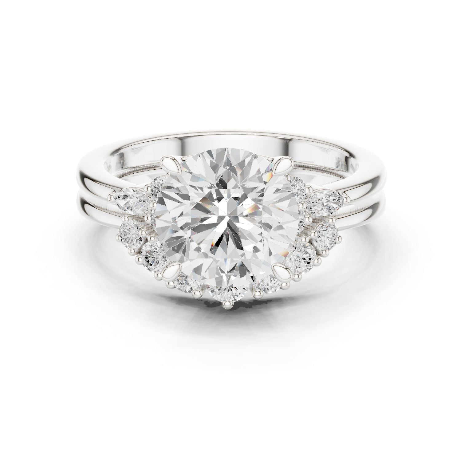 Round Lab Grown Diamond Halo Engagement Ring
