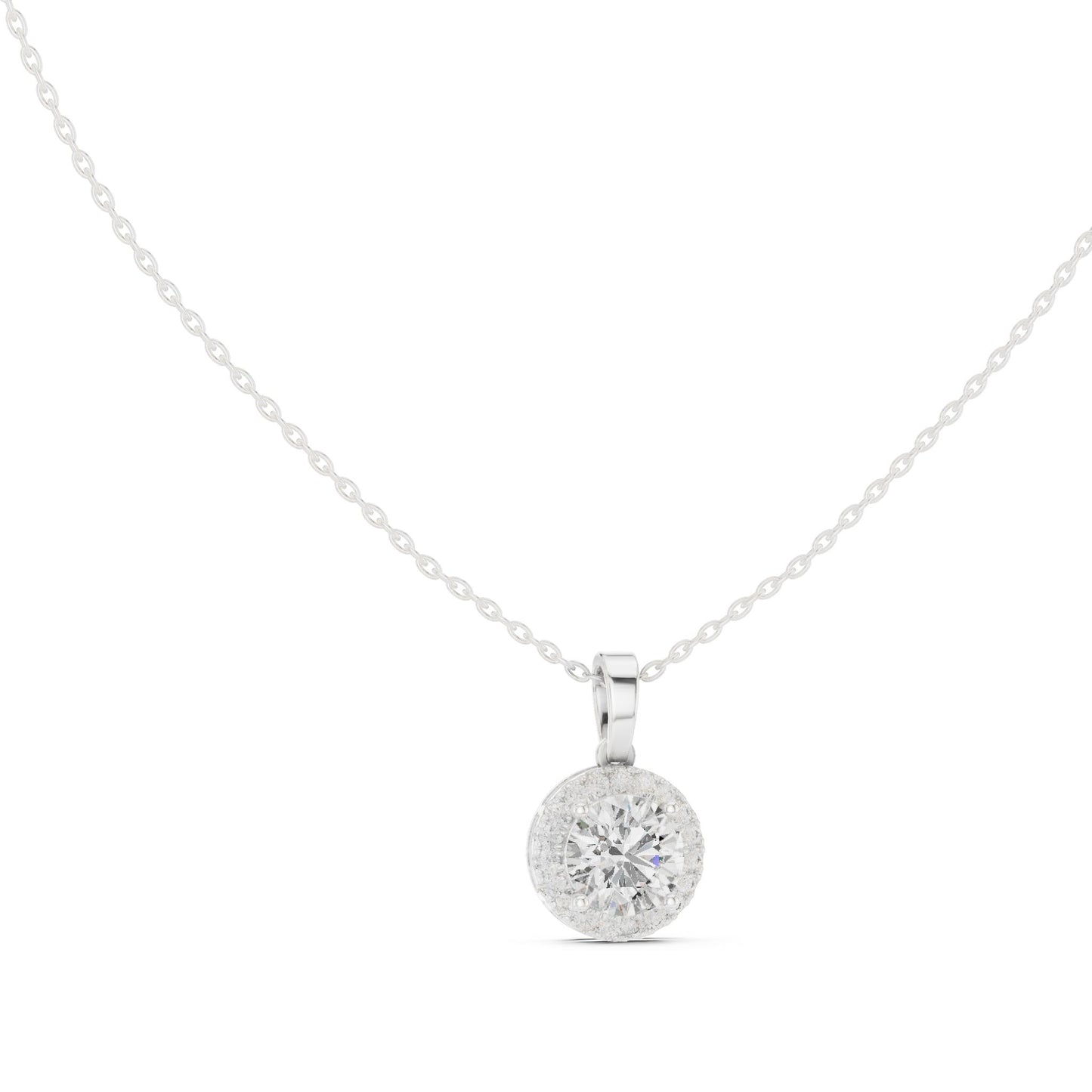 Round Lab Grown Diamond Halo Pendant
