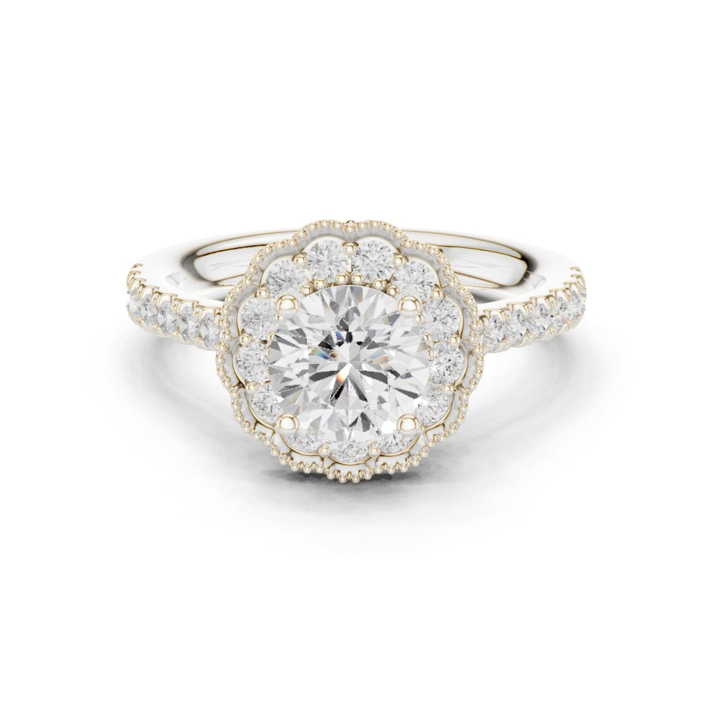 Round Lab Grown Diamond Halo Engagement Ring