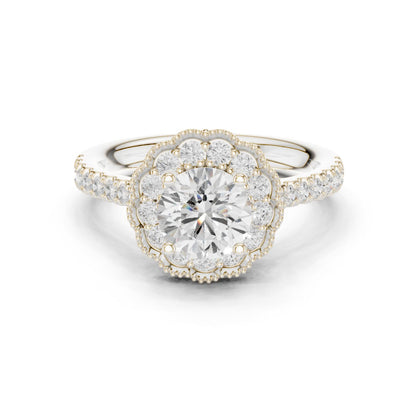 Round Lab Grown Diamond Halo Engagement Ring