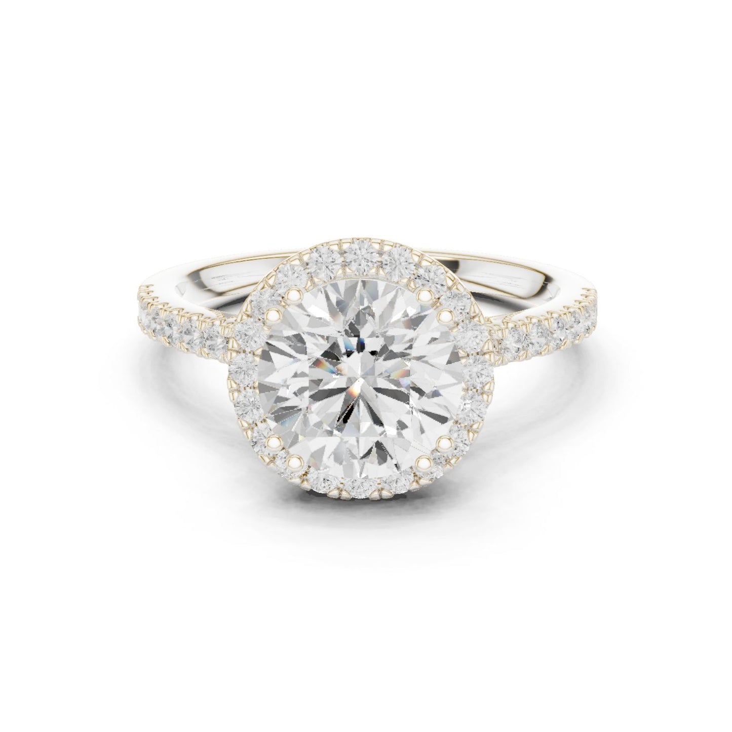 Round Lab Grown Diamond Halo Engagement Ring