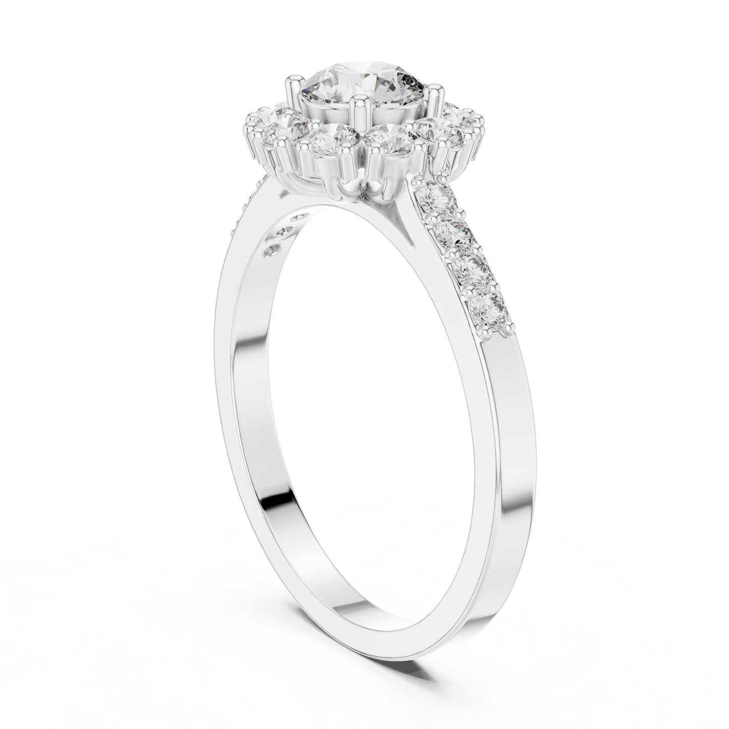 Round Lab Grown Diamond Halo Engagement Ring