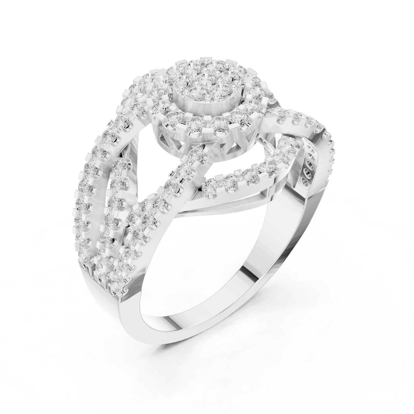 Round Lab Grown Diamond Halo Engagement Ring