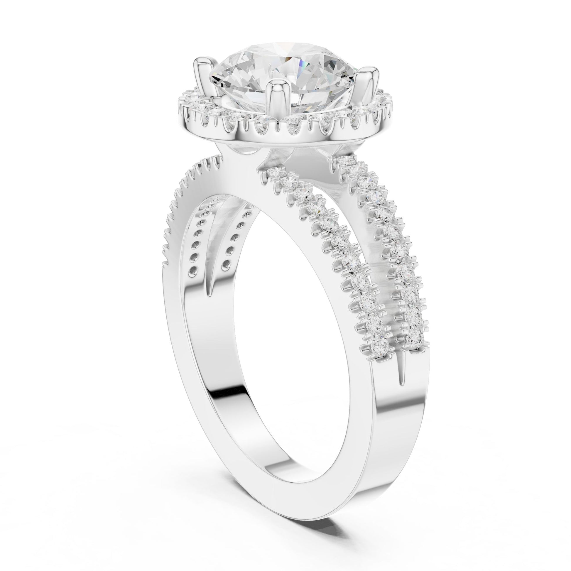 Round Lab Grown Diamond Halo Engagement Ring