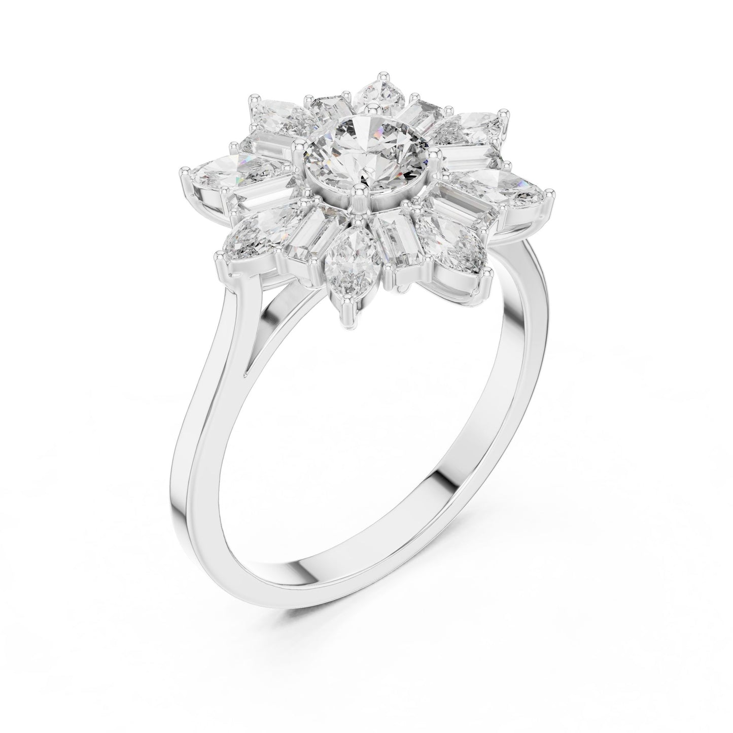 Round Lab Grown Diamond Halo Engagement Ring