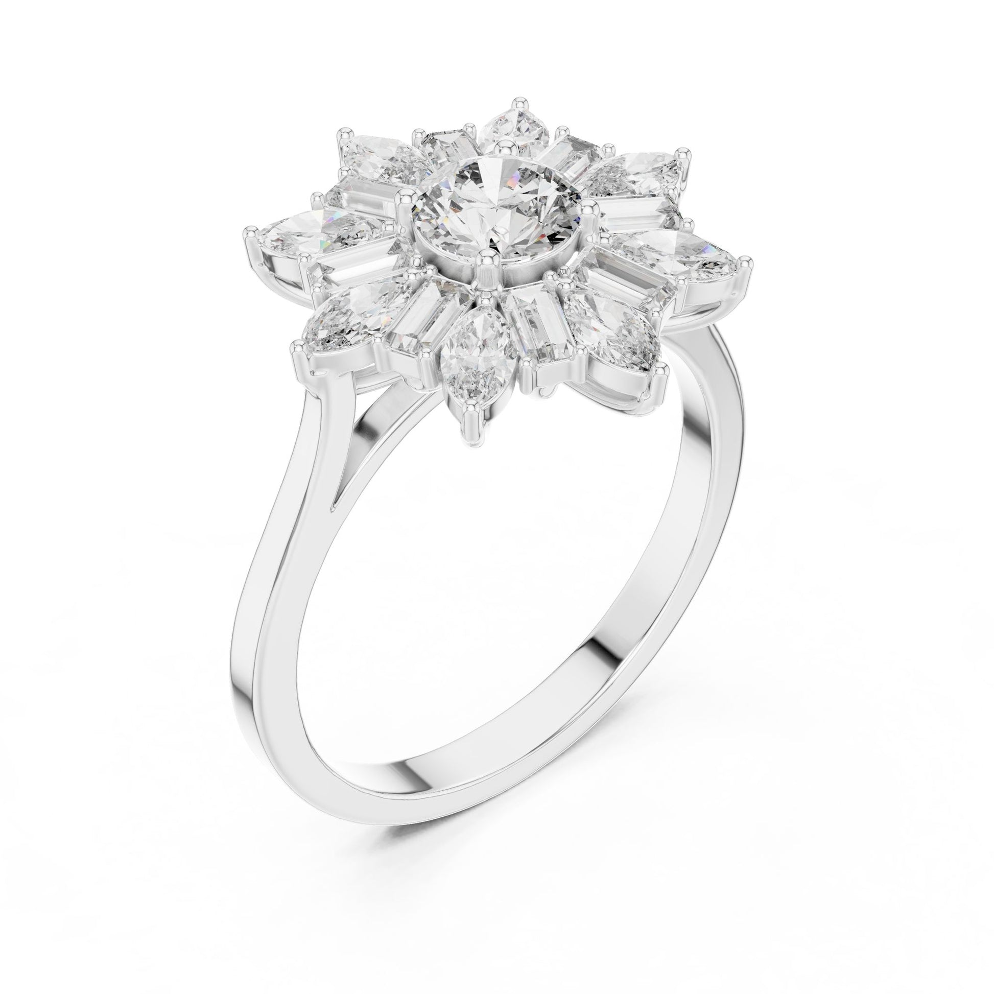 Round Lab Grown Diamond Halo Engagement Ring