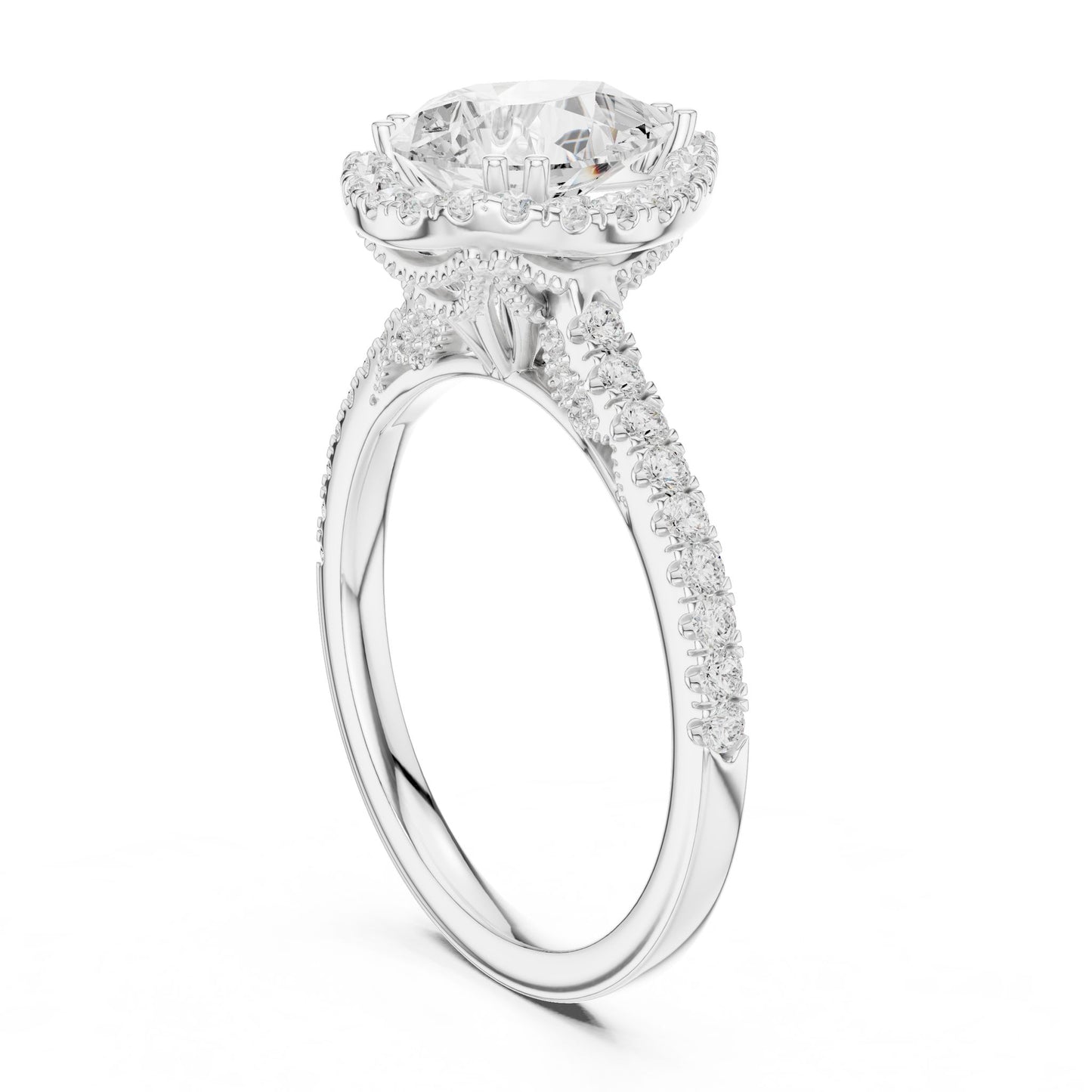 Round Lab Grown Diamond Halo Engagement Ring