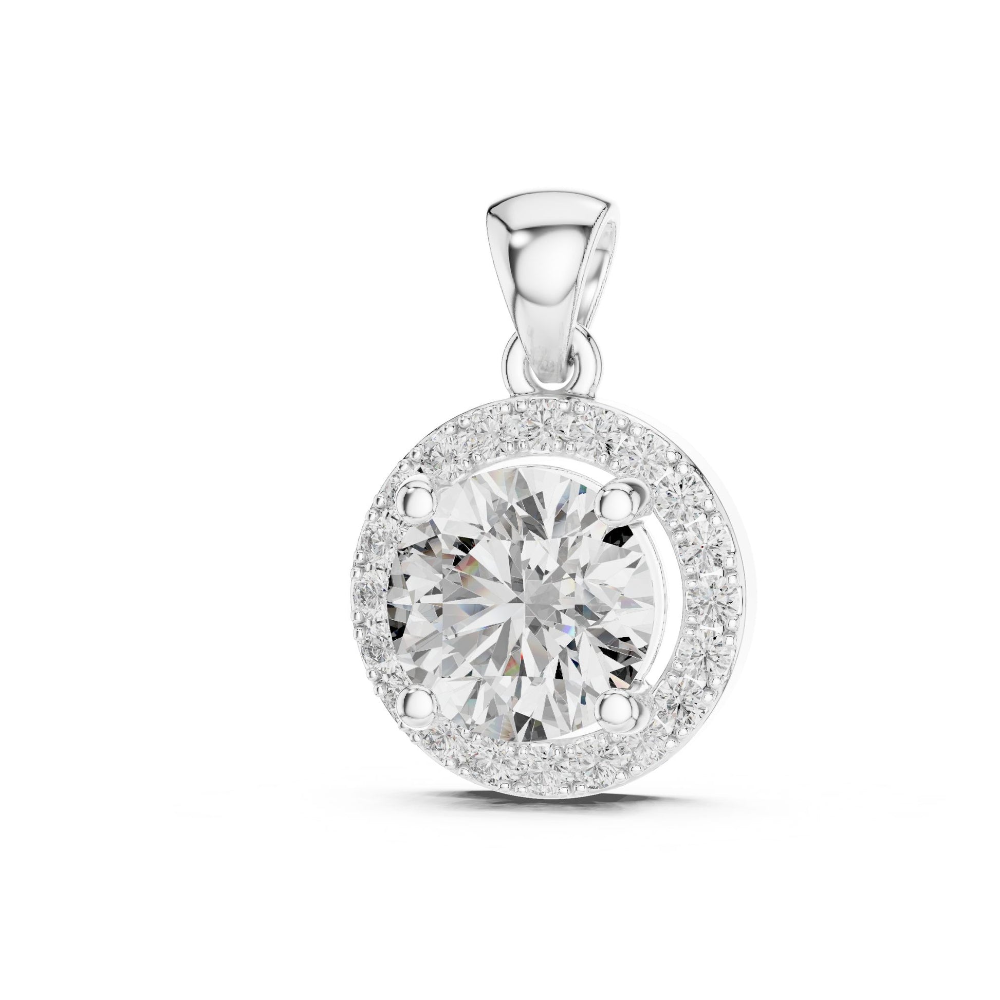 Round Lab Grown Diamond Halo Pendant