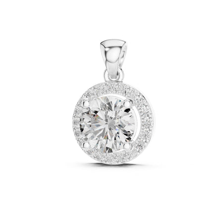 Round Lab Grown Diamond Halo Pendant