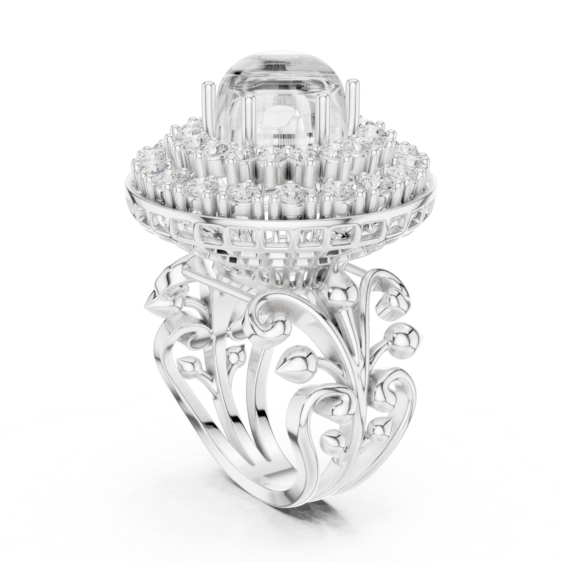 Round Lab Grown Diamond Halo Engagement Ring