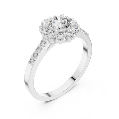 Round Lab Grown Diamond Halo Engagement Ring