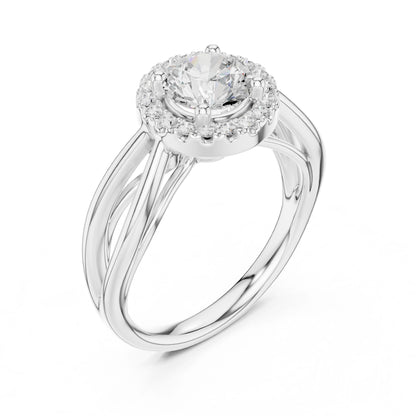 Round Lab Grown Diamond Halo Engagement Ring