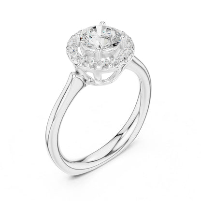 Round Lab Grown Diamond Halo Engagement Ring
