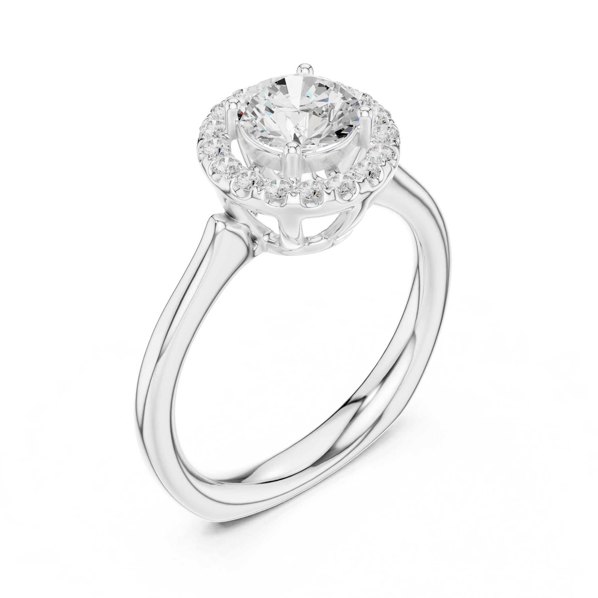Round Lab Grown Diamond Halo Engagement Ring