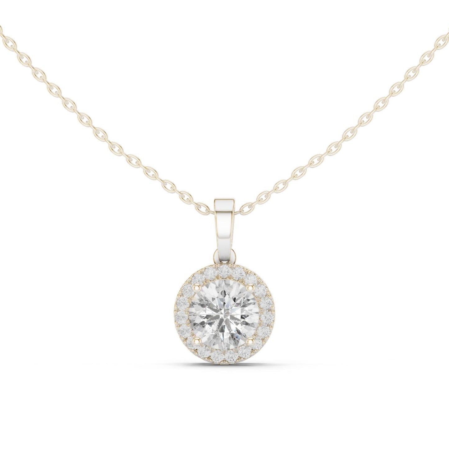 Round Lab Grown Diamond Halo Pendant