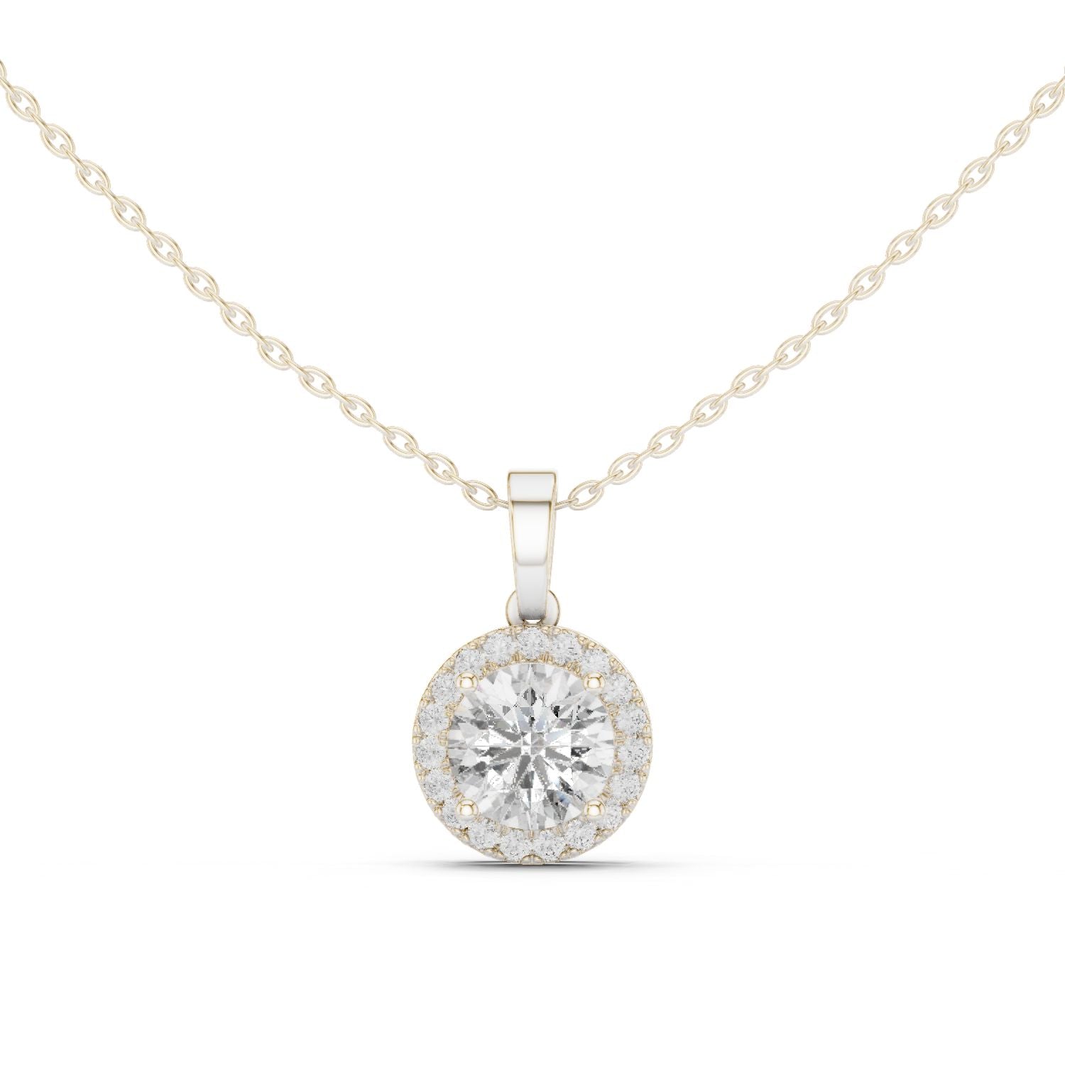 Round Lab Grown Diamond Halo Pendant