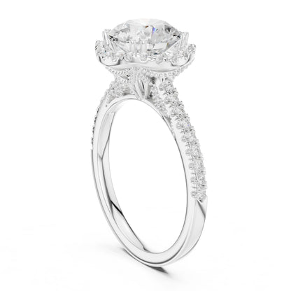Round Lab Grown Diamond Halo Engagement Ring