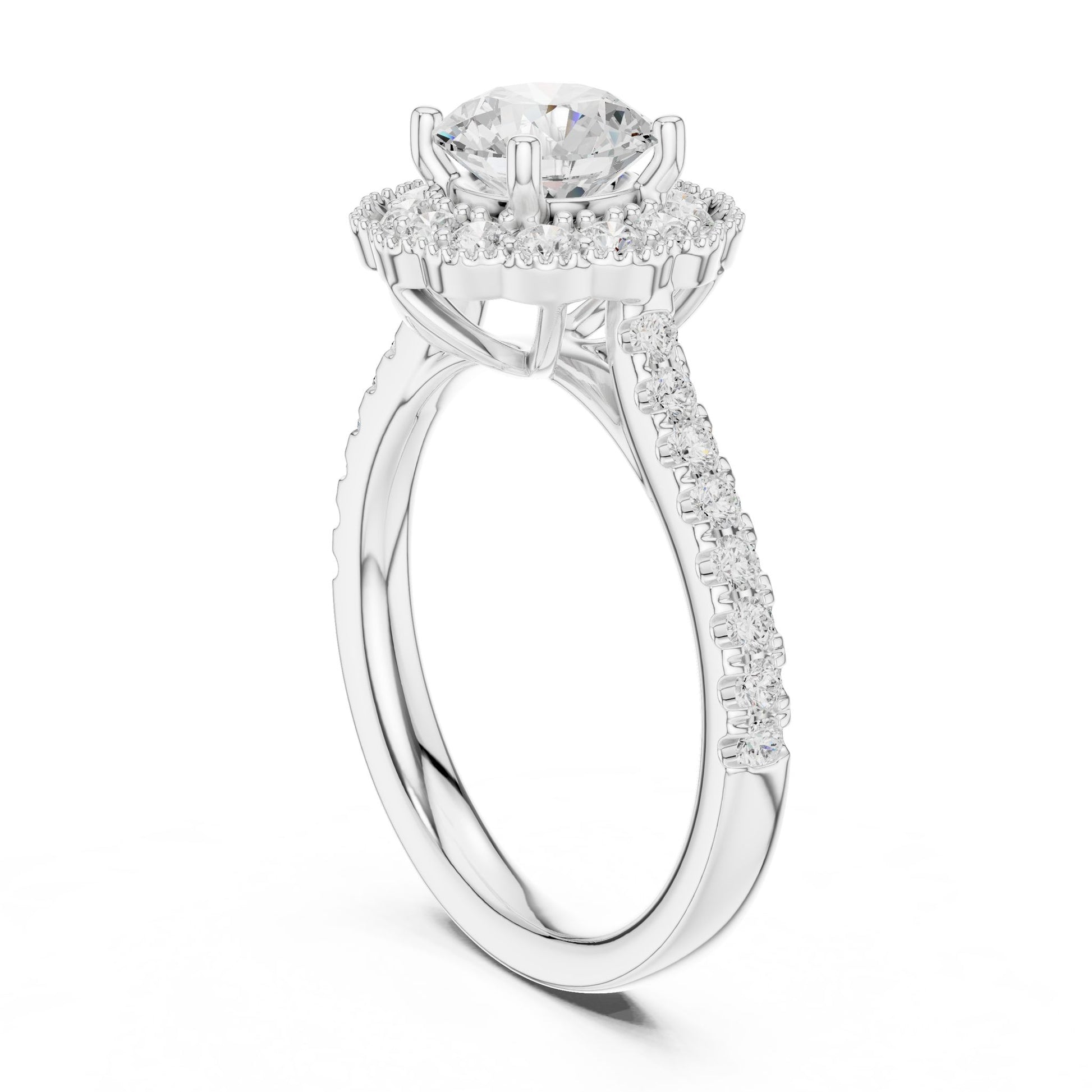 Round Lab Grown Diamond Halo Engagement Ring