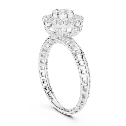 Round Lab Grown Diamond Halo Engagement Ring