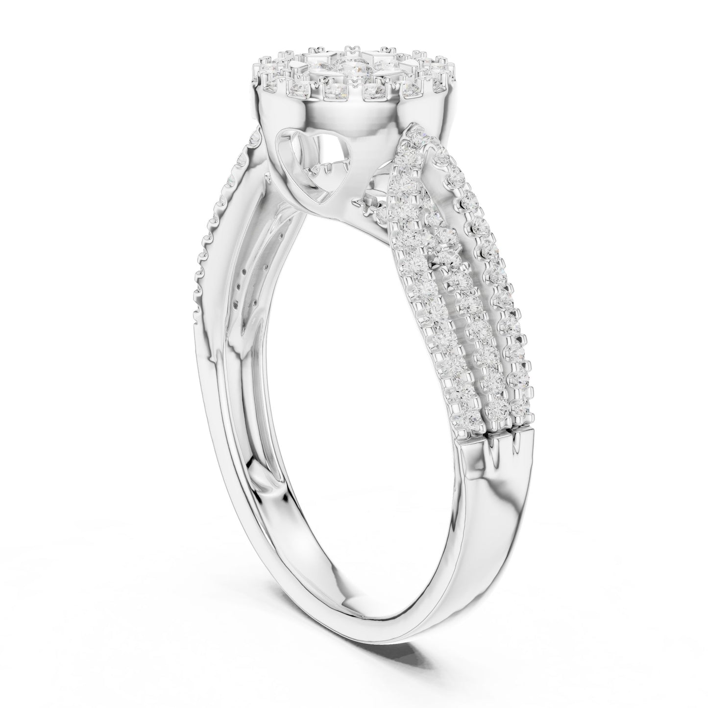 Round Lab Grown Diamond Halo Engagement Ring
