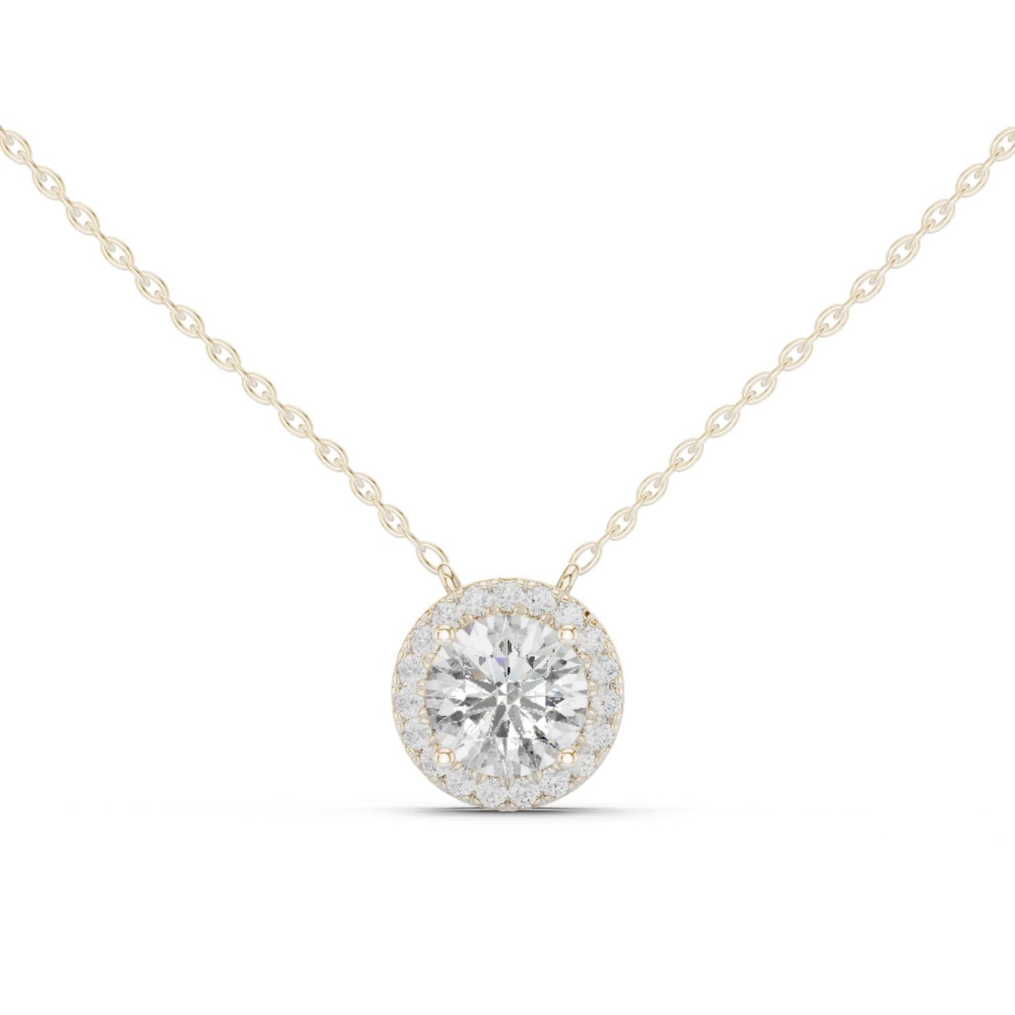 Round Lab Grown Diamond Halo Pendant