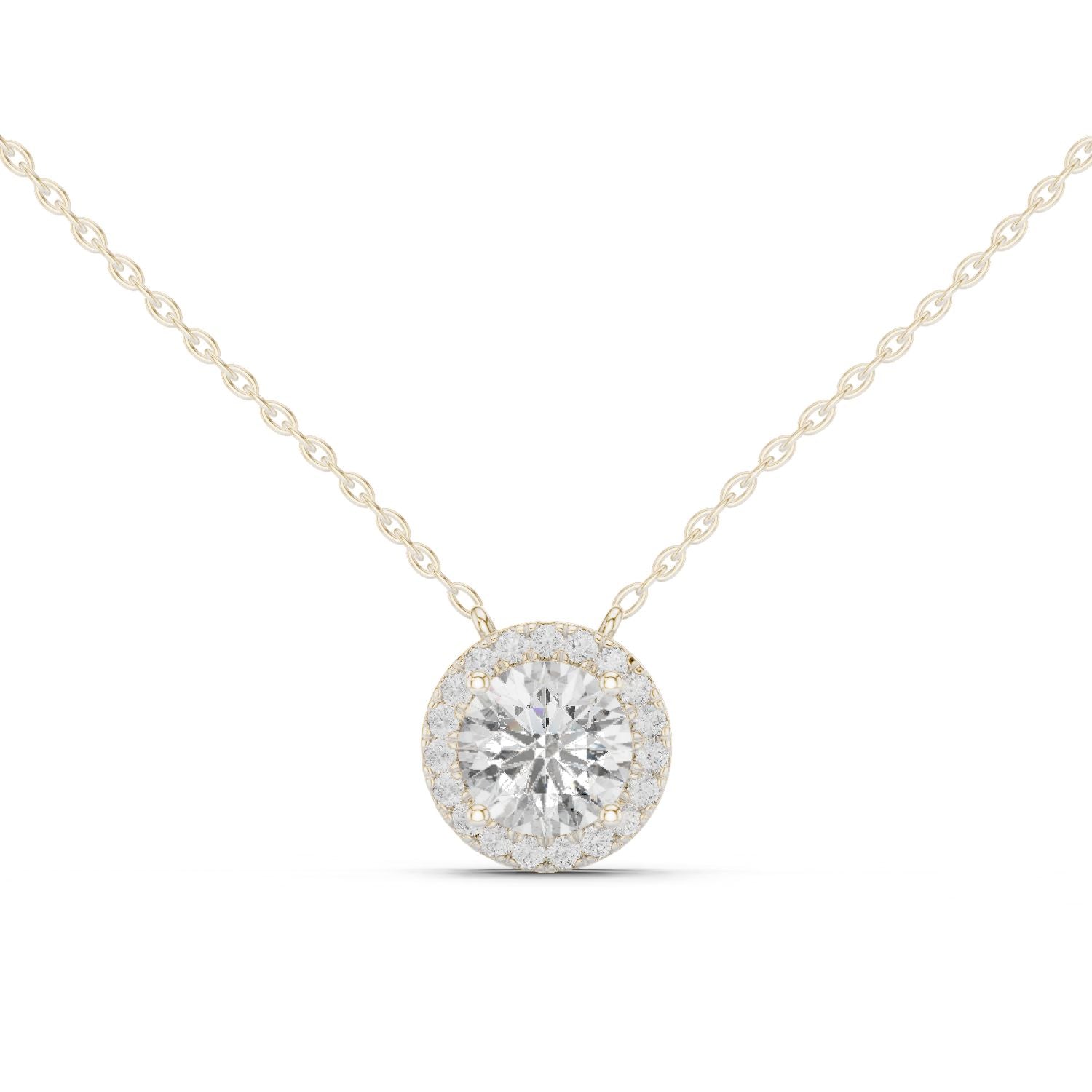 Round Lab Grown Diamond Halo Pendant