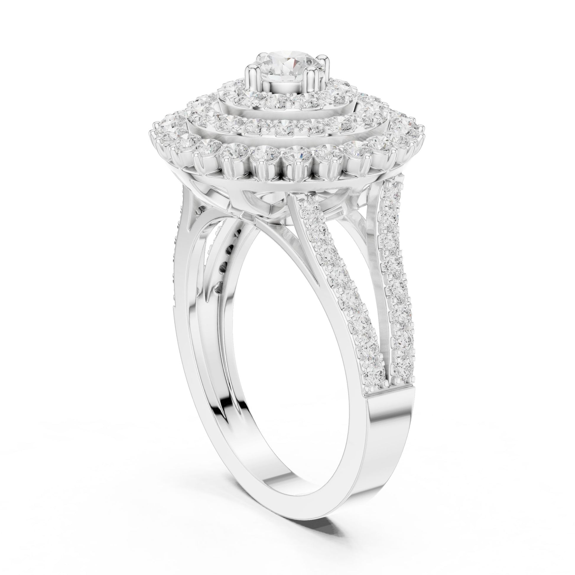 Round Lab Grown Diamond Halo Engagement Ring