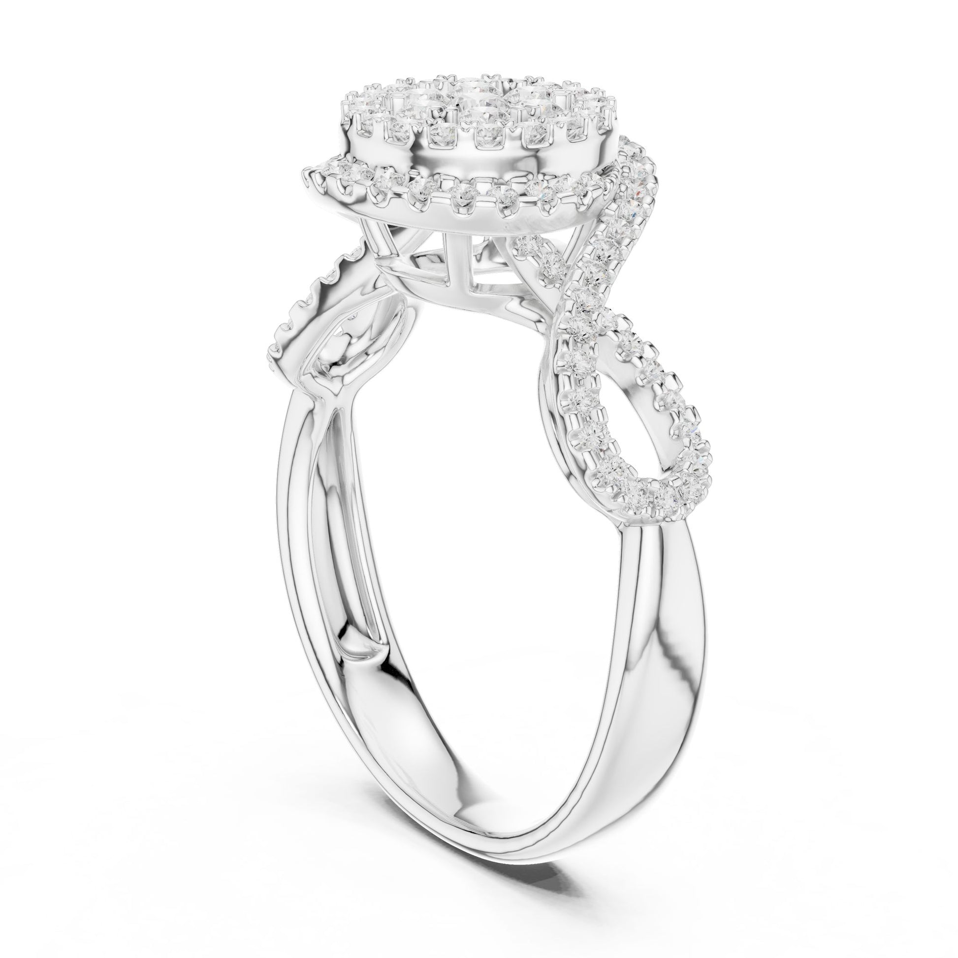 Round Lab Grown Diamond Halo Engagement Ring