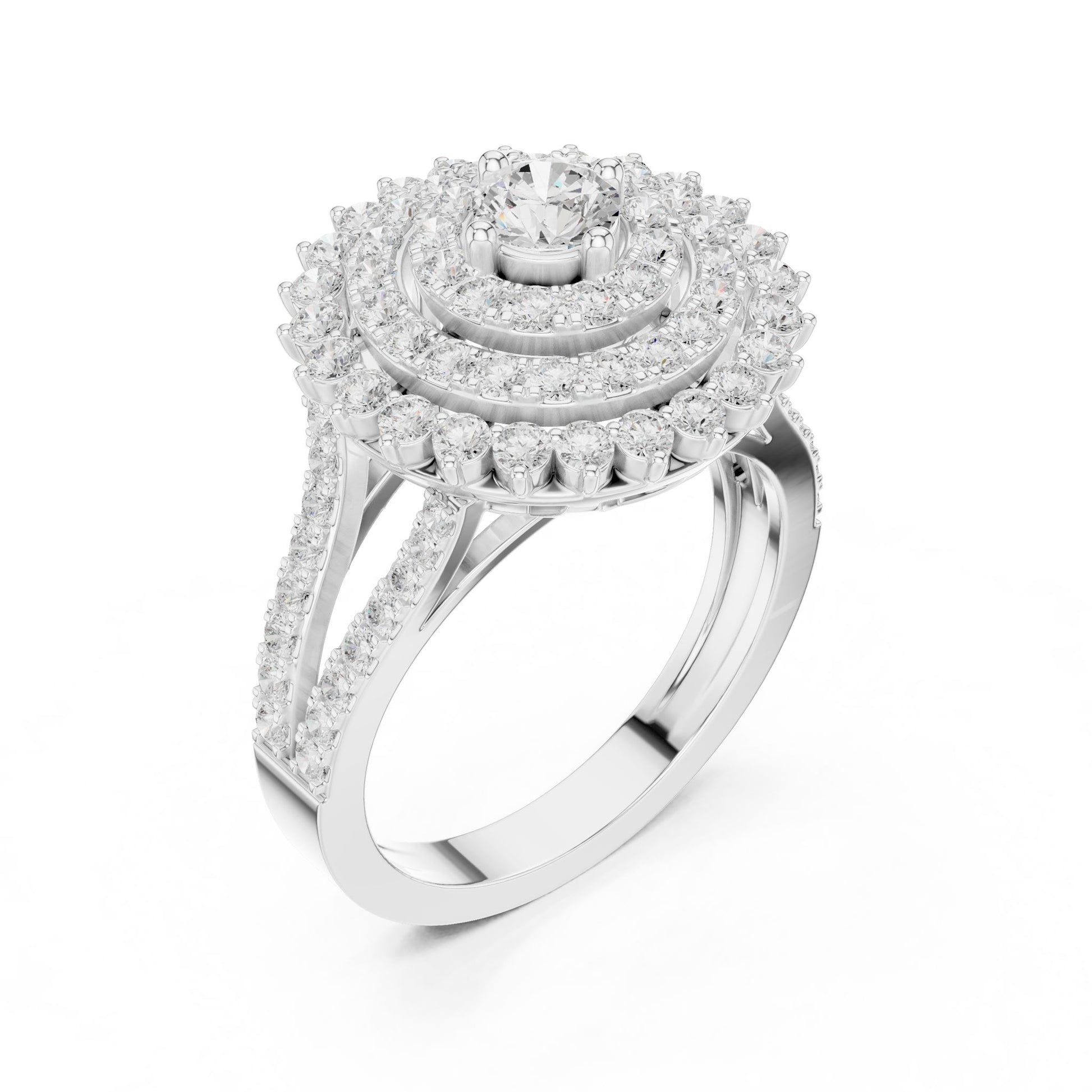 Round Lab Grown Diamond Halo Engagement Ring