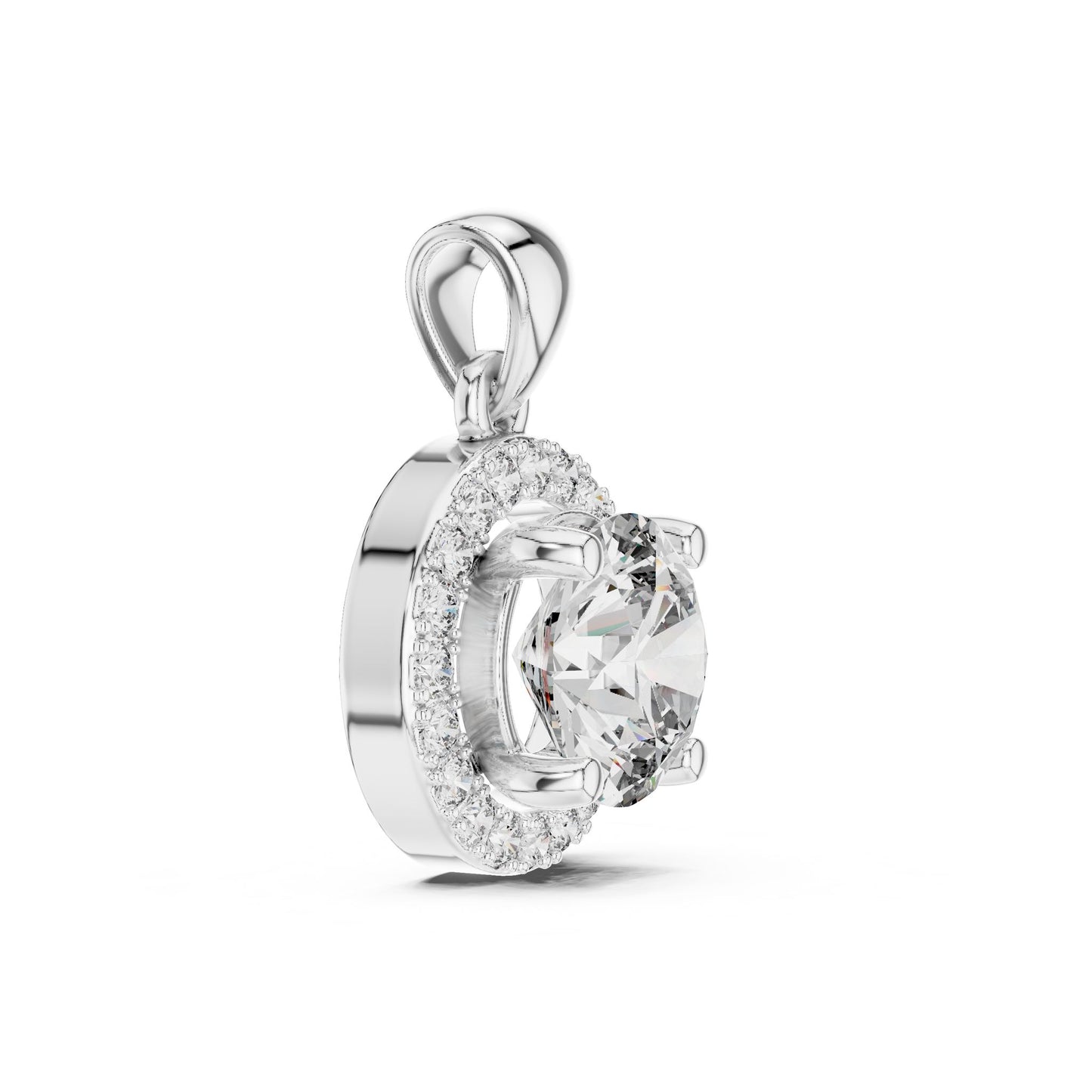 Round Lab Grown Diamond Halo Pendant