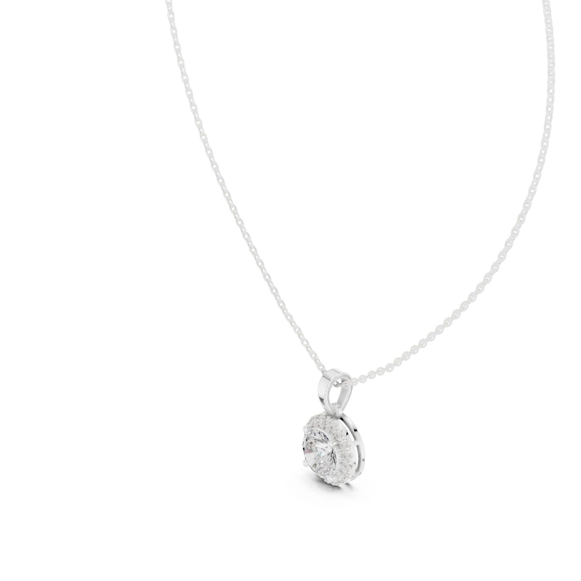Round Lab Grown Diamond Halo Pendant
