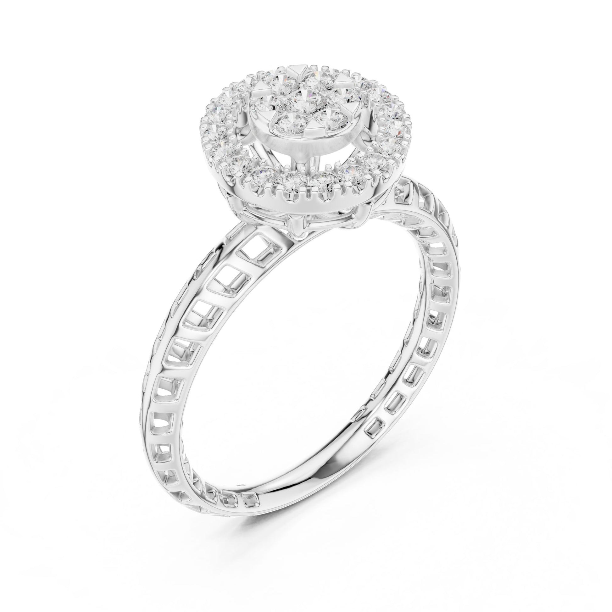Round Lab Grown Diamond Halo Engagement Ring