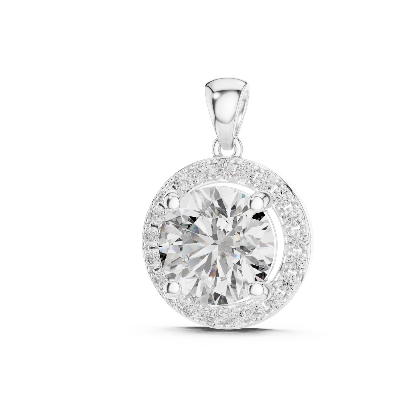 Round Lab Grown Diamond Halo Pendant