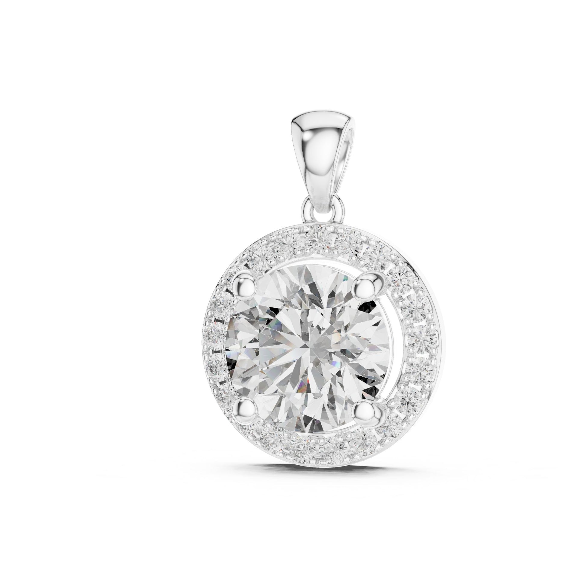 Round Lab Grown Diamond Halo Pendant